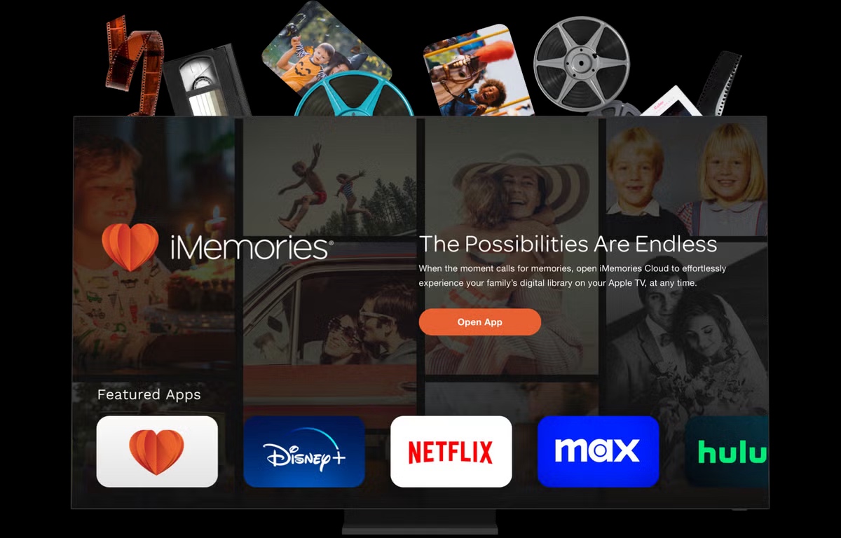 Family memories displayed on a modern TV